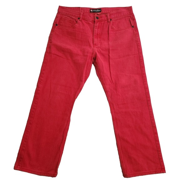 Southpole Jeans Mens 38X30 (Actual 38x28) Red Straight Cotton Y2K Flawed - Picture 2 of 14